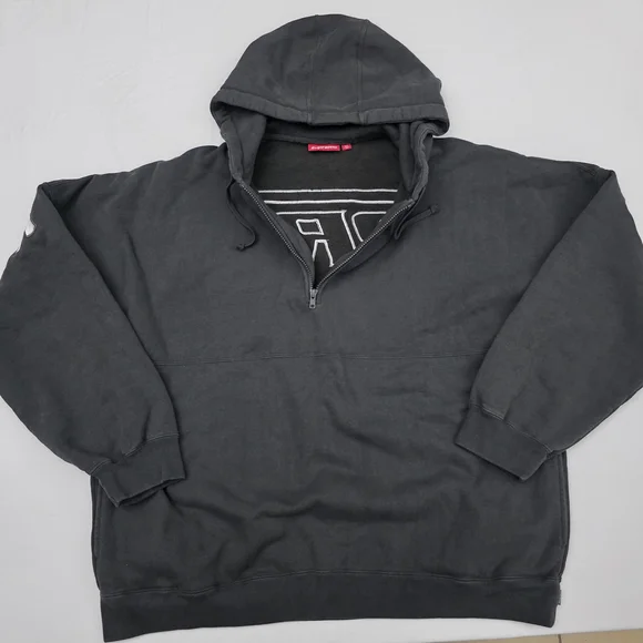 Supreme Wrapped Half Zip Hooded Black Sweater - Picture 2 of 10